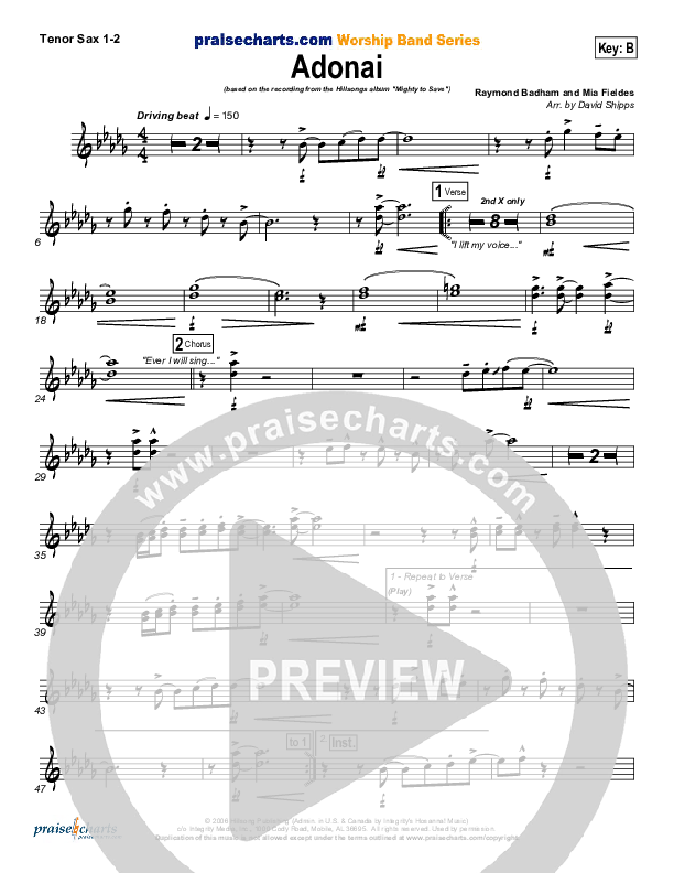 Adonai Tenor Sax 1/2 (Hillsong Worship)