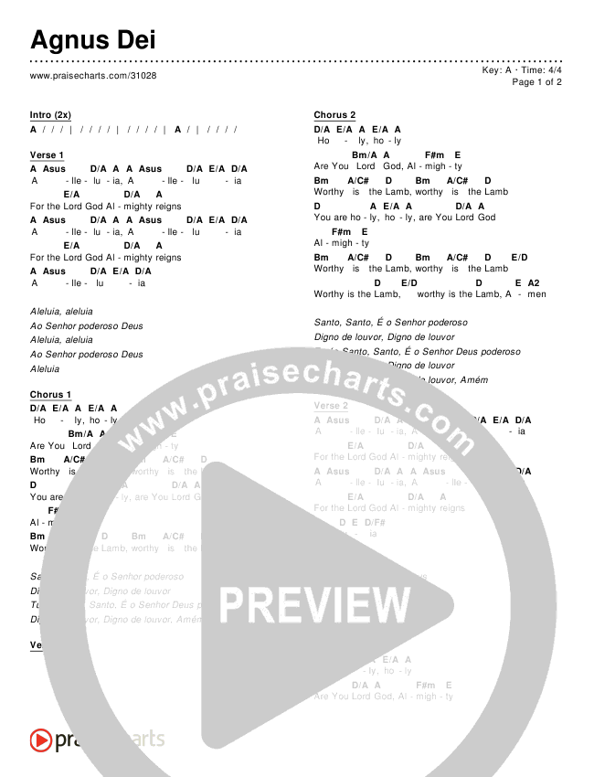 Agnus Dei (Simplified) Chord Chart (Michael W. Smith)