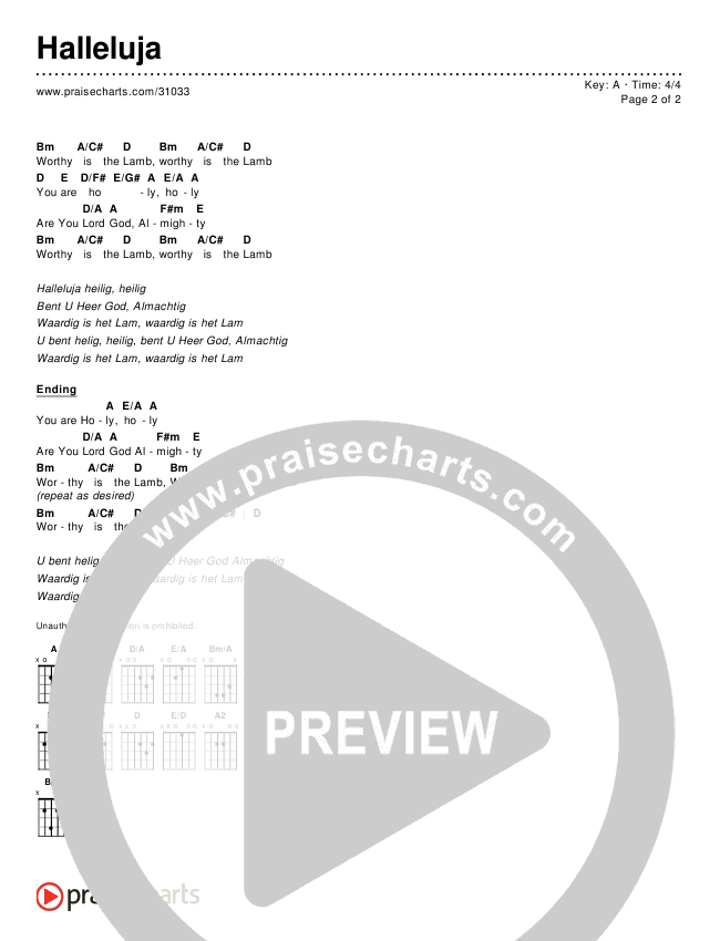 Halleluja Chords & Lyrics ()