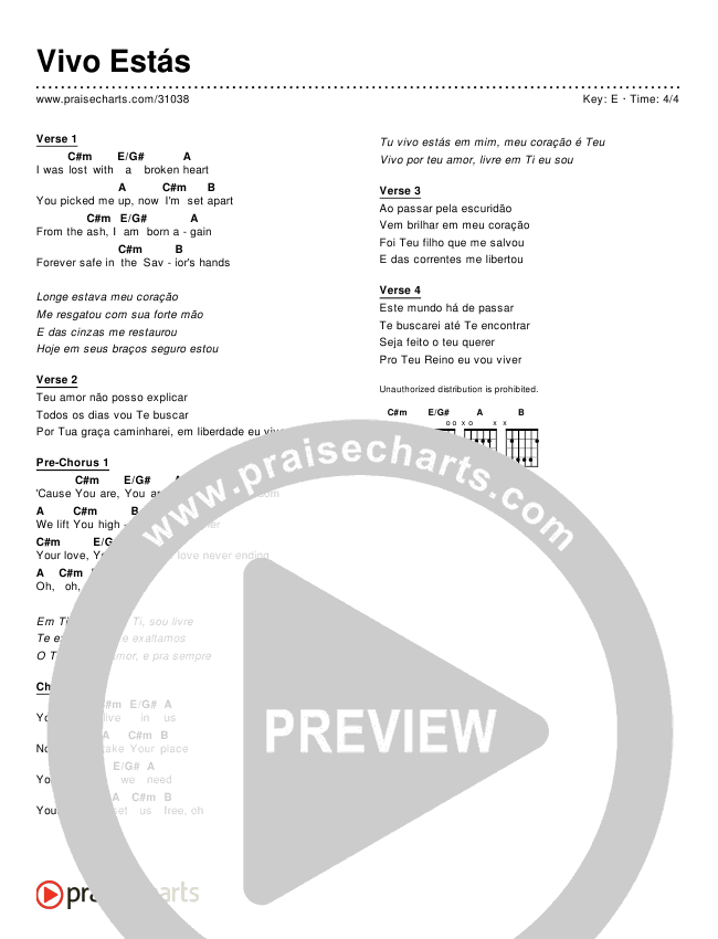 Vivo Estás (Simplified) Chords & Lyrics ()