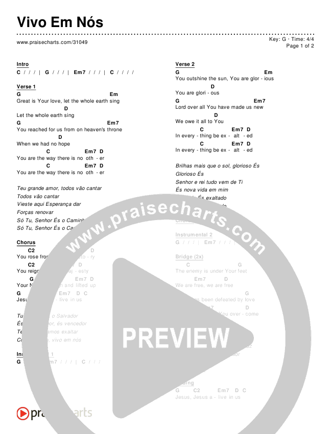 Vivo Em Nós Chords & Lyrics ()