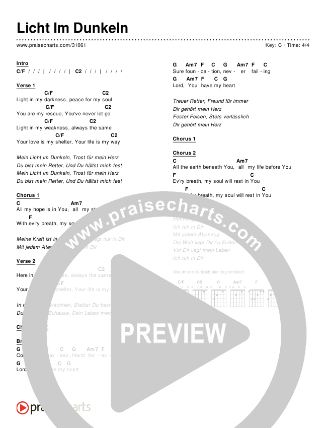 Licht Im Dunkeln Chords & Lyrics ()