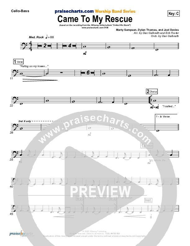 Came To My Rescue Cello/Bass (Hillsong UNITED)