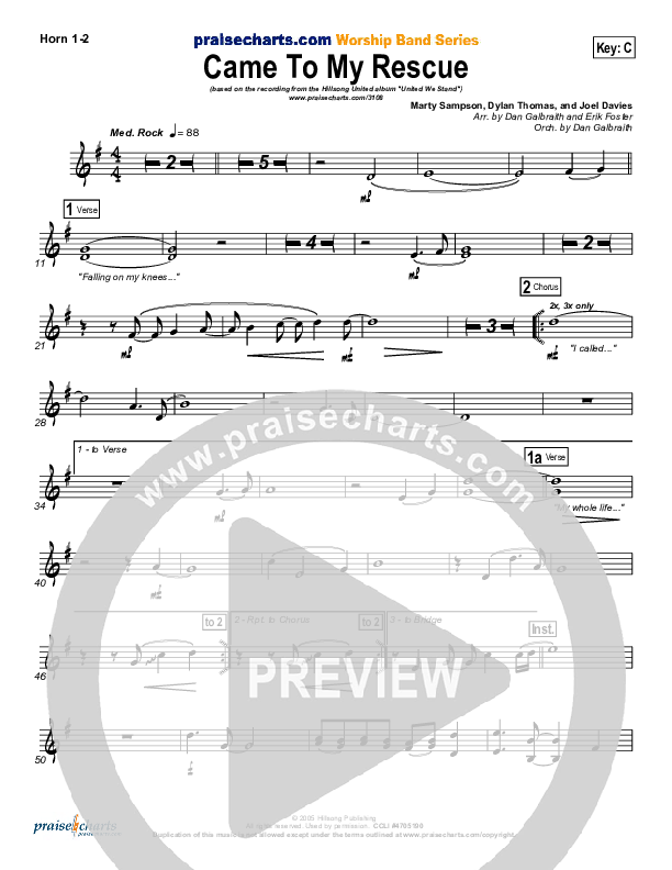 Came To My Rescue Brass Pack (Hillsong UNITED)