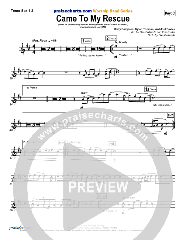 Came To My Rescue Tenor Sax 1/2 (Hillsong UNITED)