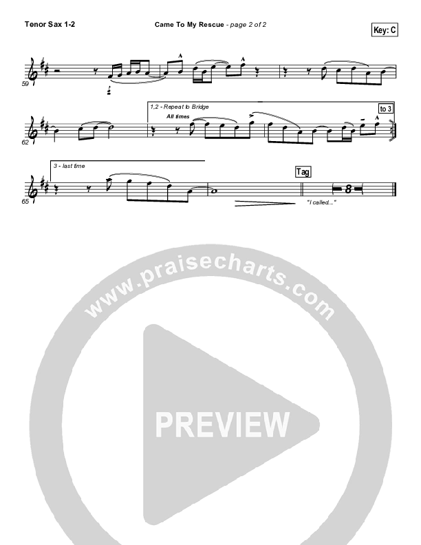 Came To My Rescue Tenor Sax 1/2 (Hillsong UNITED)