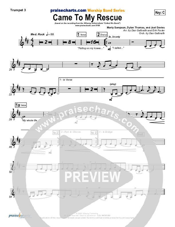 Came To My Rescue Trumpet 3 (Hillsong UNITED)