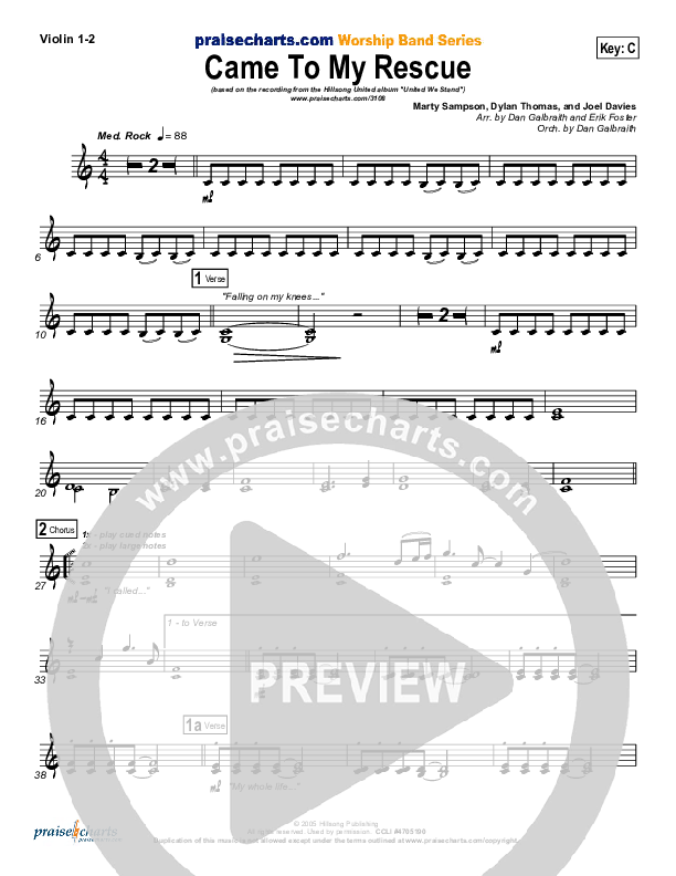 Came To My Rescue Violin 1/2 (Hillsong UNITED)