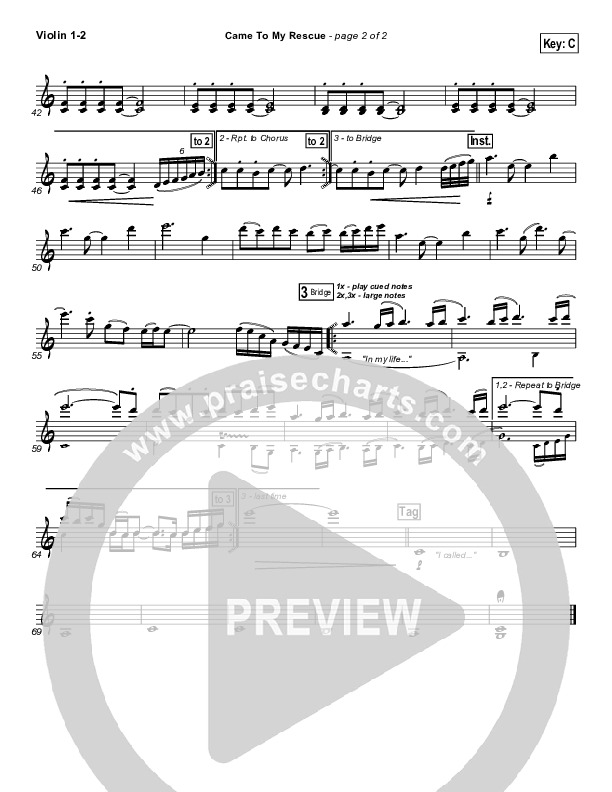 Came To My Rescue Violin 1/2 (Hillsong UNITED)