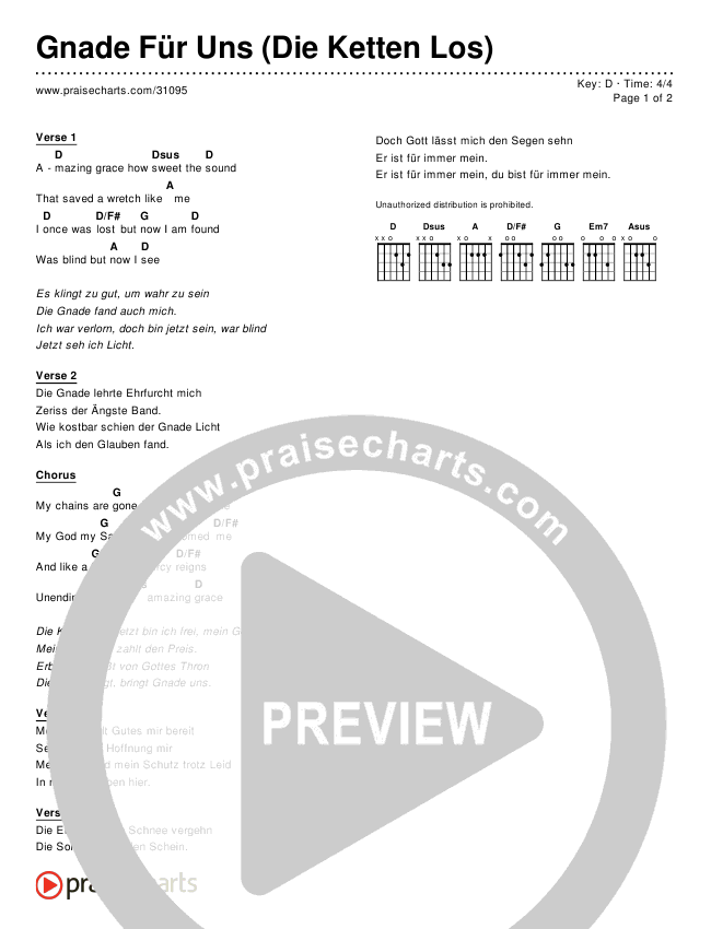 Gnade Für Uns (Die Ketten Los) (Simplified) Chords & Lyrics ()