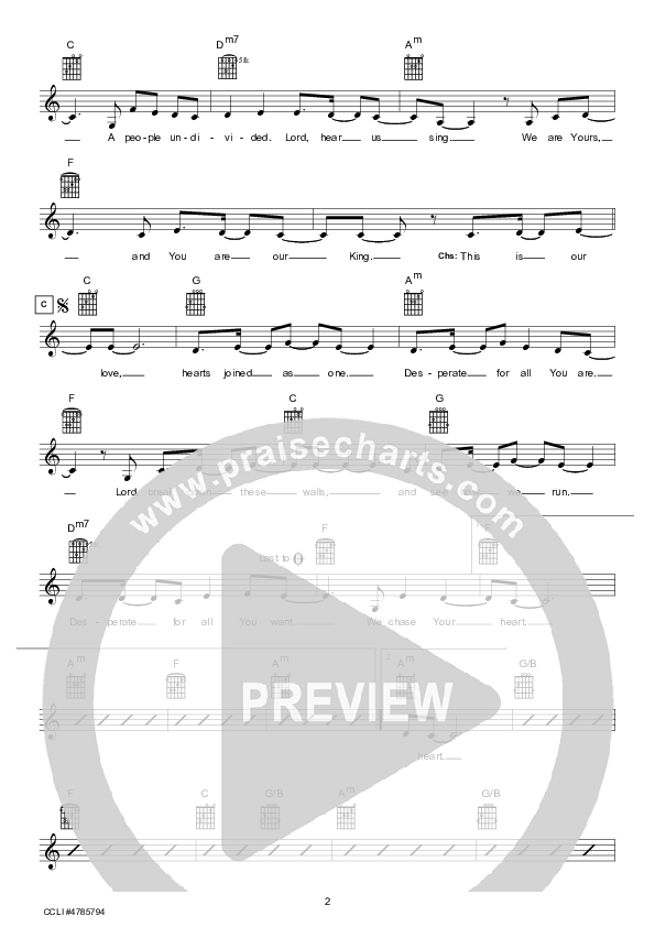 Desperate People (Instrumental) Lead Sheet (Hillsong UNITED)