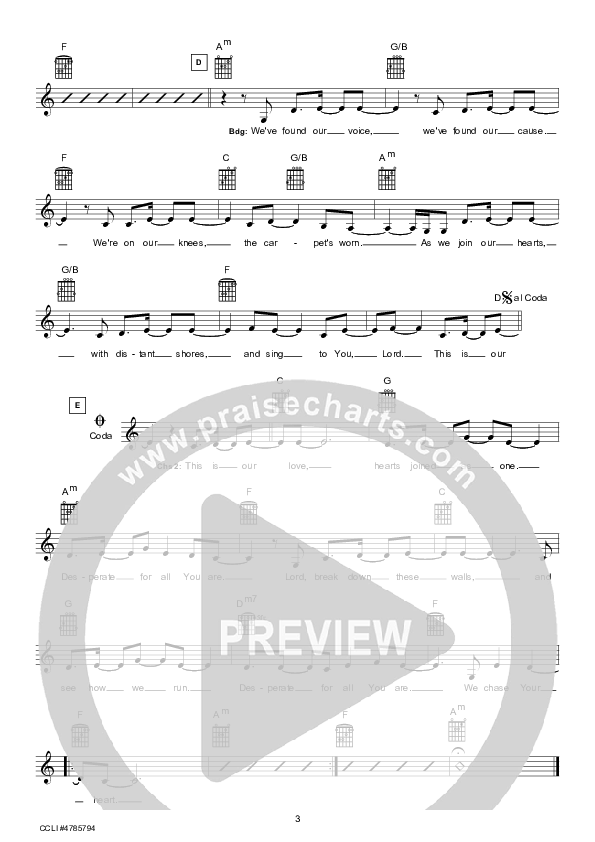 Desperate People (Instrumental) Lead Sheet (Hillsong UNITED)