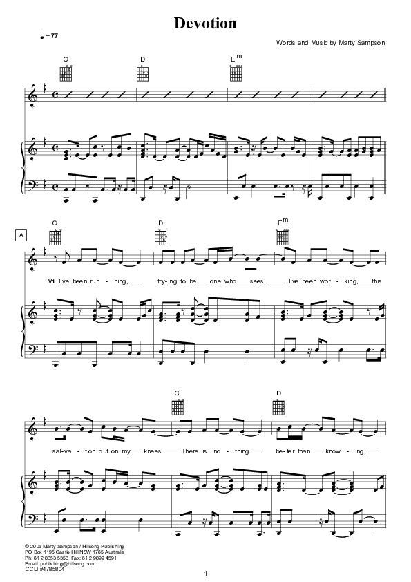 Devotion (Instrumental) Lead & Piano (Hillsong UNITED)