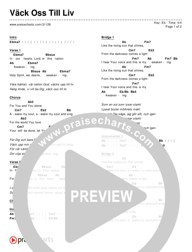 Väck Oss Till Liv (Awakening) Chords & Lyrics ()