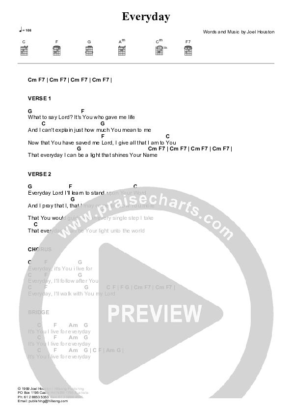 Everyday Chords PDF (Hillsong Kids) PraiseCharts