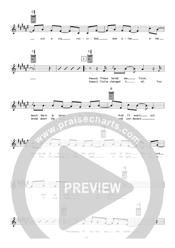 Fire Fall Down (Instrumental) Lead Sheet (Hillsong UNITED)