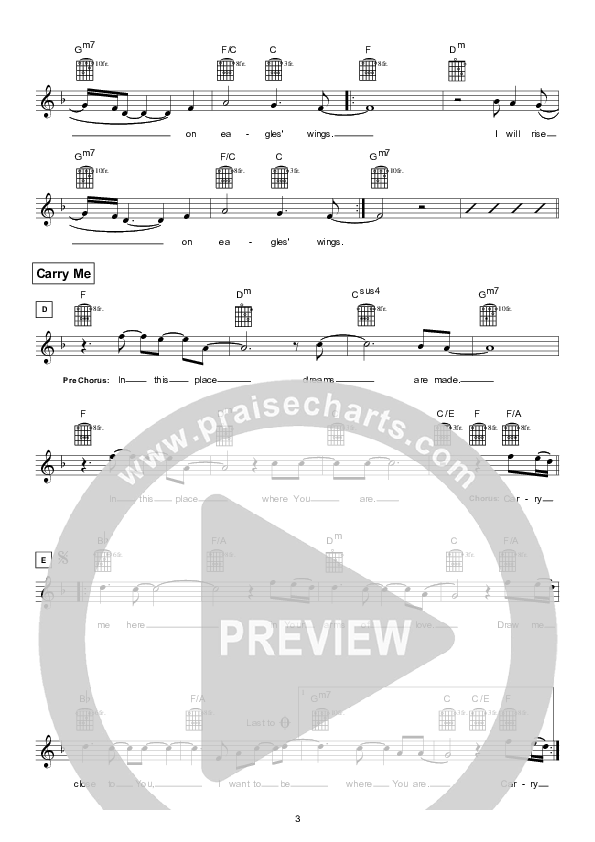 For This Cause/Eagle's Wings/Carry Me Lead Sheet (Hillsong London / Hillsong Worship)