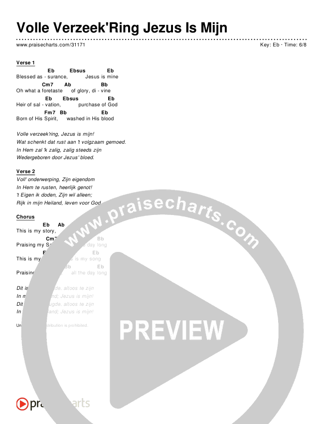Volle Verzeek'Ring Jezus Is Mijn (Simplified) Chords & Lyrics ()