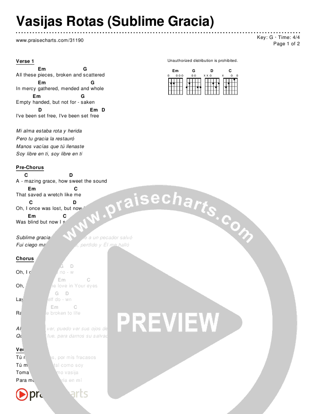 Vasijas Rotas (Sublime Gracia) (Simplified) Chords & Lyrics ()