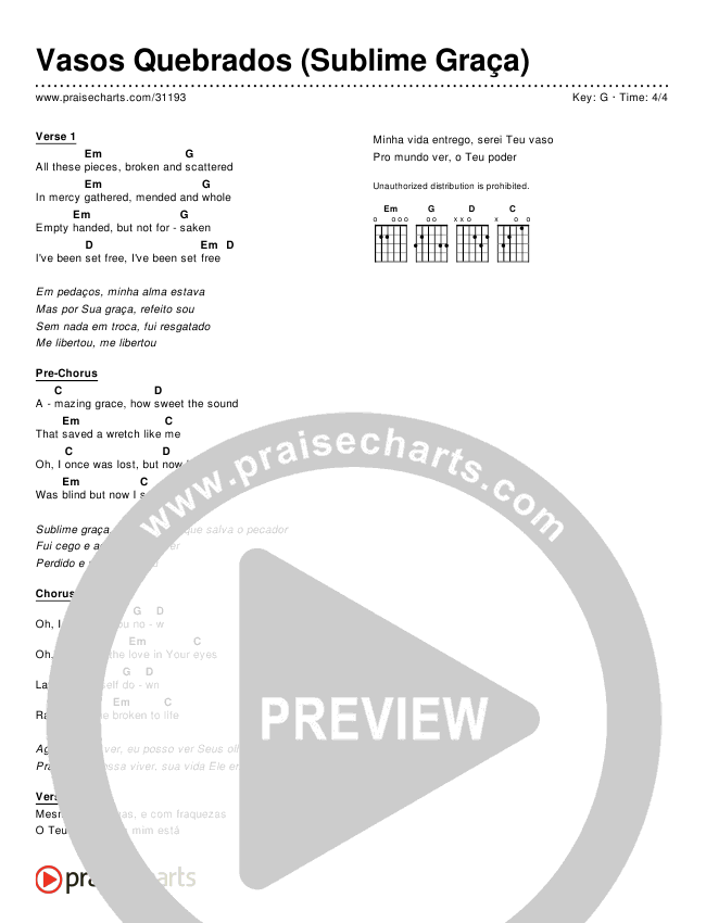 Vasos Quebrados (Sublime Graça) (Simplified) Chords & Lyrics ()