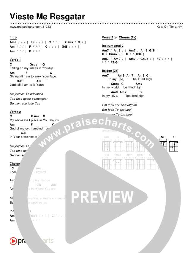 Vieste Me Resgatar Chords & Lyrics ()