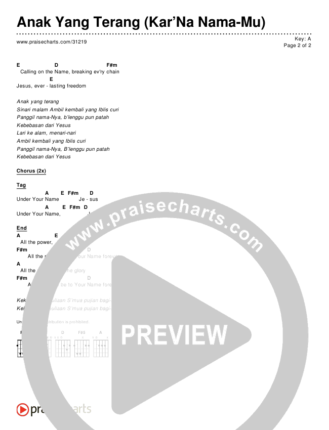 Anak Yang Terang (Kar’Na Nama-Mu) Chords & Lyrics ()