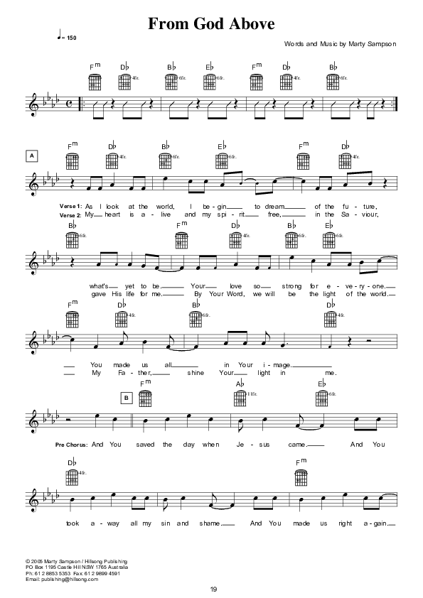 From God Above Lead Sheet (Hillsong UNITED)