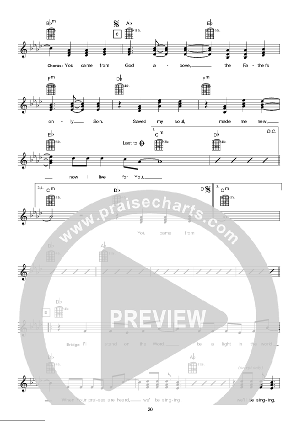 From God Above Lead Sheet (Hillsong UNITED)