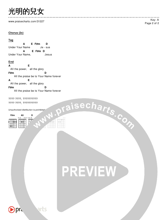 光明的兒女 Chords & Lyrics ()