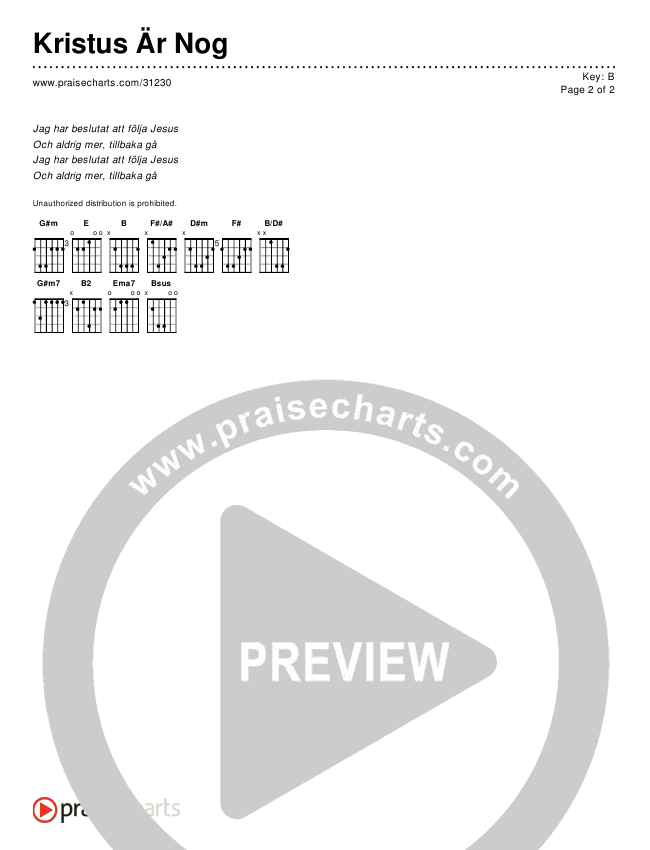 Kristus Är Nog (Simplified) Chords & Lyrics ()