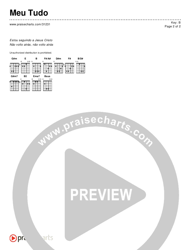 Meu Tudo (Simplified) Chords & Lyrics ()