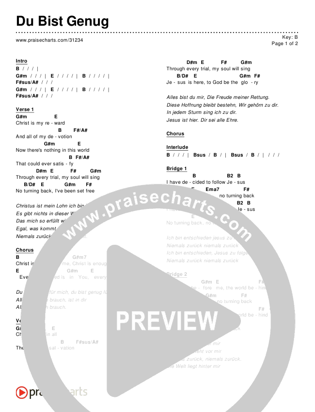 Du Bist Genug (Christ Is Enough) Chords & Lyrics ()