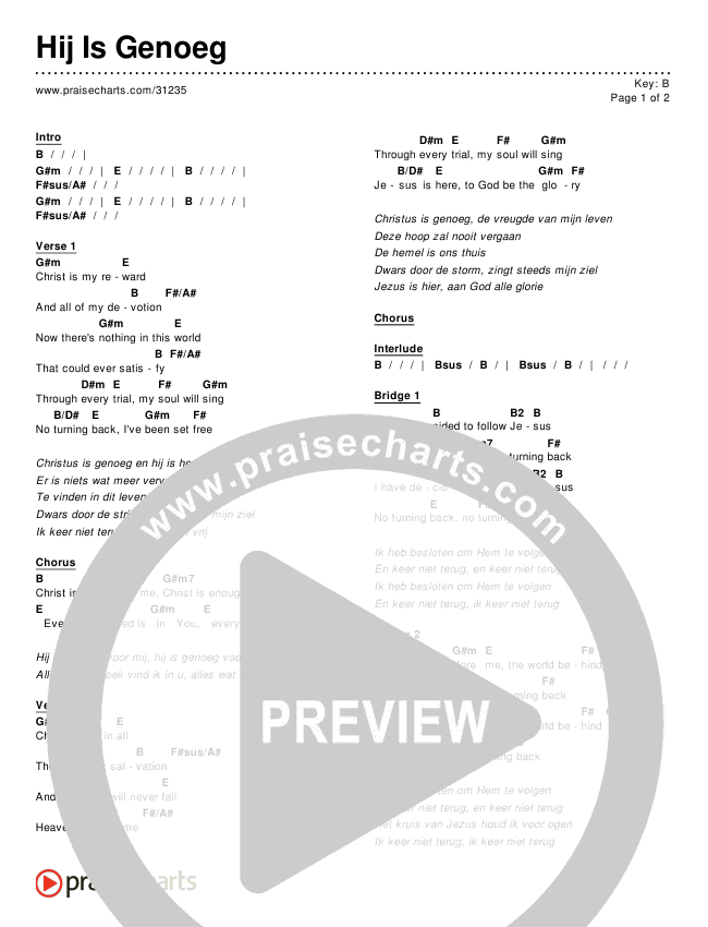 Hij Is Genoeg (Christ Is Enough) Chords & Lyrics ()