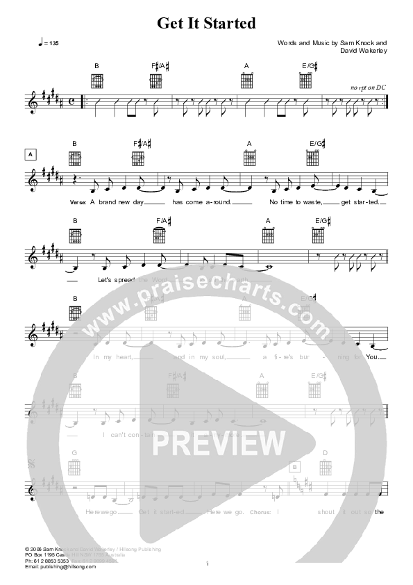 Get It Started Lead Sheet (Hillsong Kids)