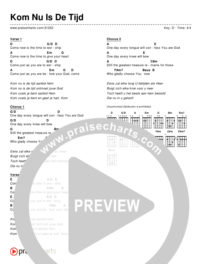 Kom Nu Is De Tijd (Simplified) Chords & Lyrics ()
