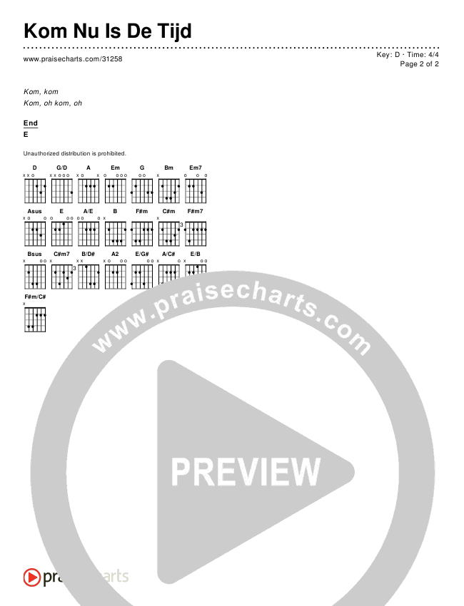Kom Nu Is De Tijd Chords & Lyrics ()