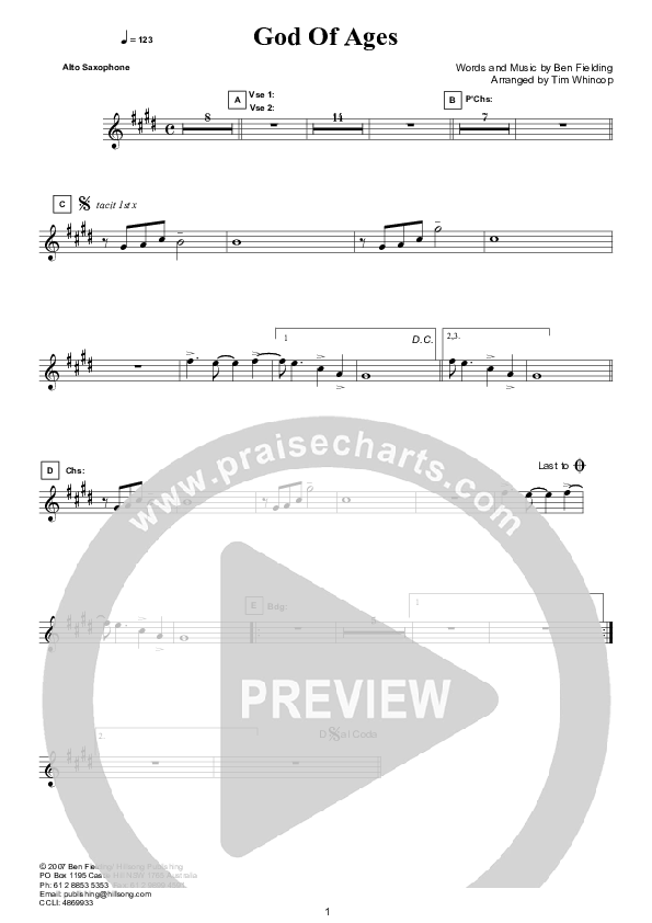 God Of Ages (Instrumental) Alto Sax (Hillsong Worship)