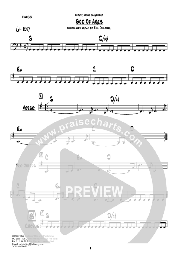 God Of Ages (Instrumental) Bass Guitar (Hillsong Worship)