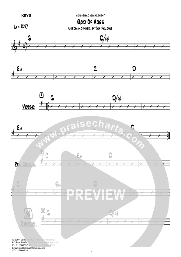 God Of Ages (Instrumental) Keys (Hillsong Worship)