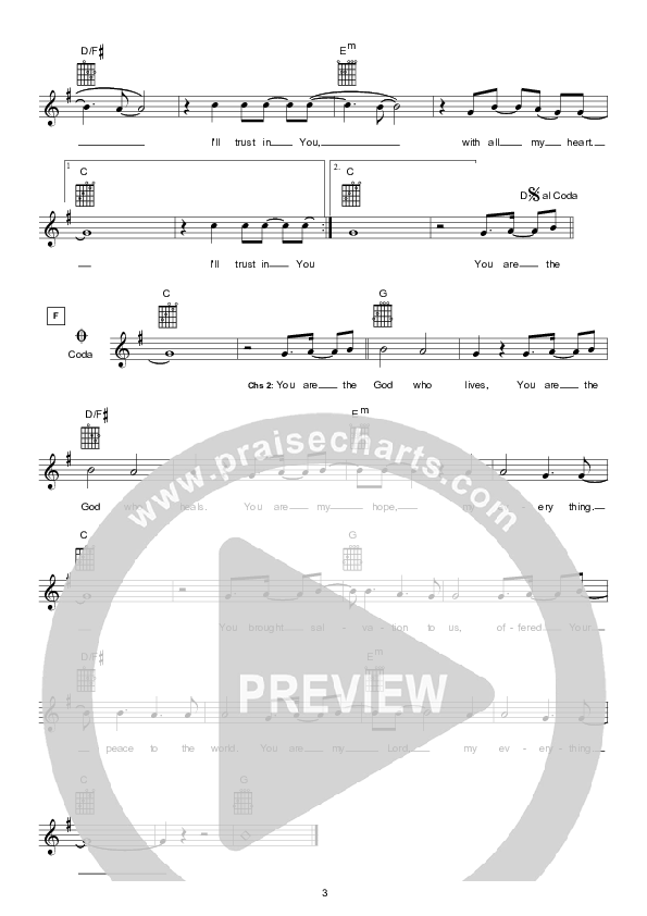God Of Ages (Instrumental) Lead Sheet (Hillsong Worship)