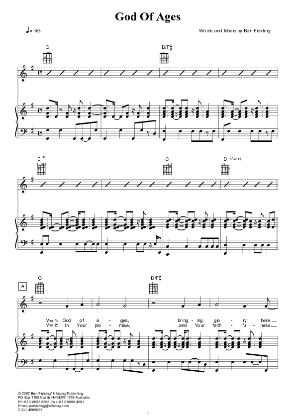 God Of Ages (Instrumental) Lead & Piano (Hillsong Worship)