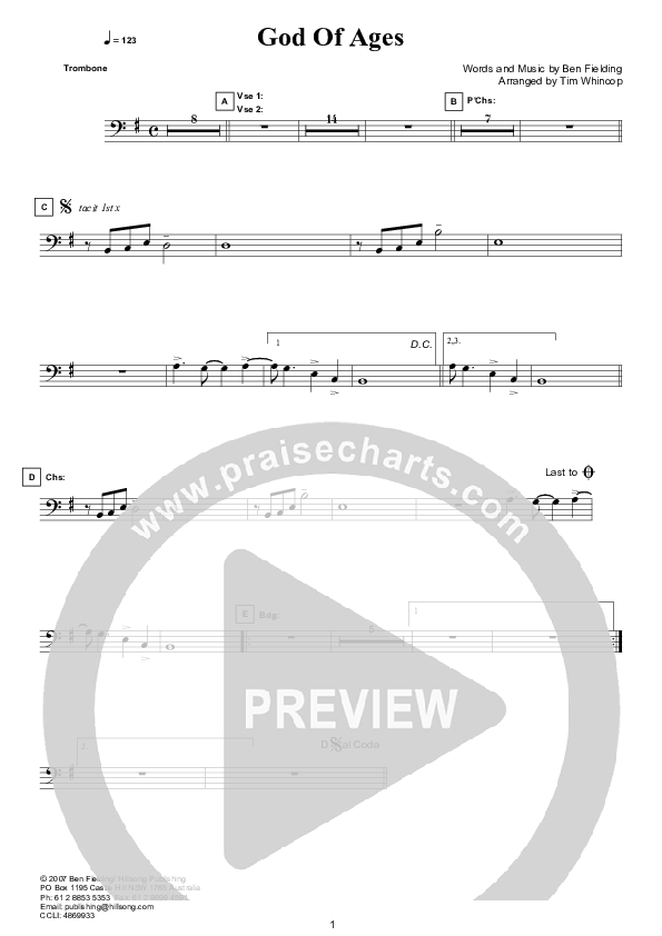 God Of Ages (Instrumental) Trombone (Hillsong Worship)