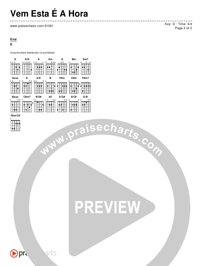 Vem Esta É A Hora Chords & Lyrics ()