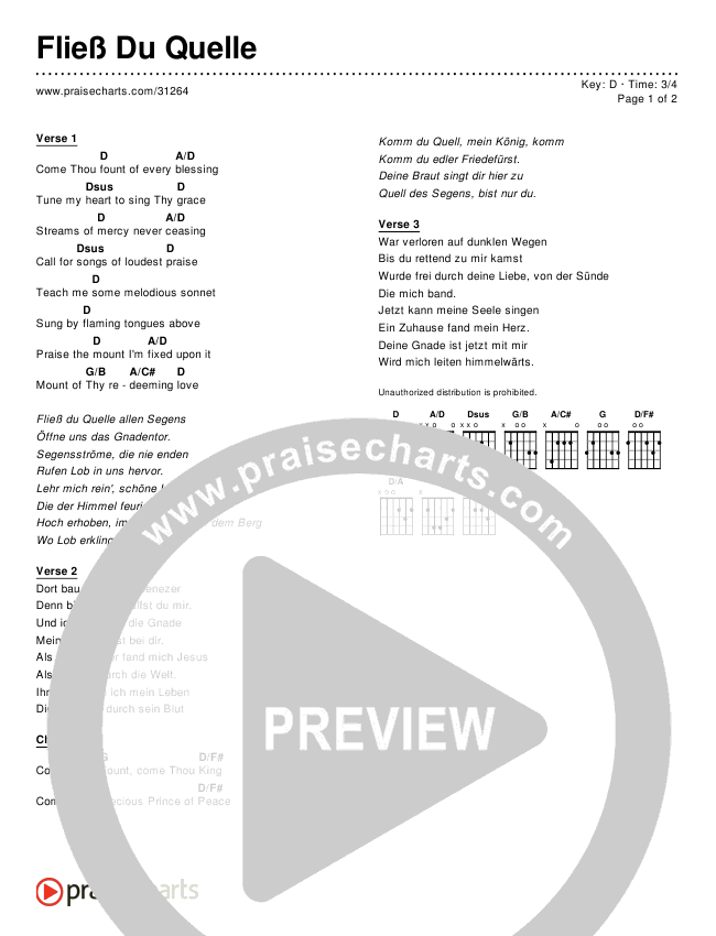 Fließ Du Quelle (Simplified) Chords & Lyrics ()