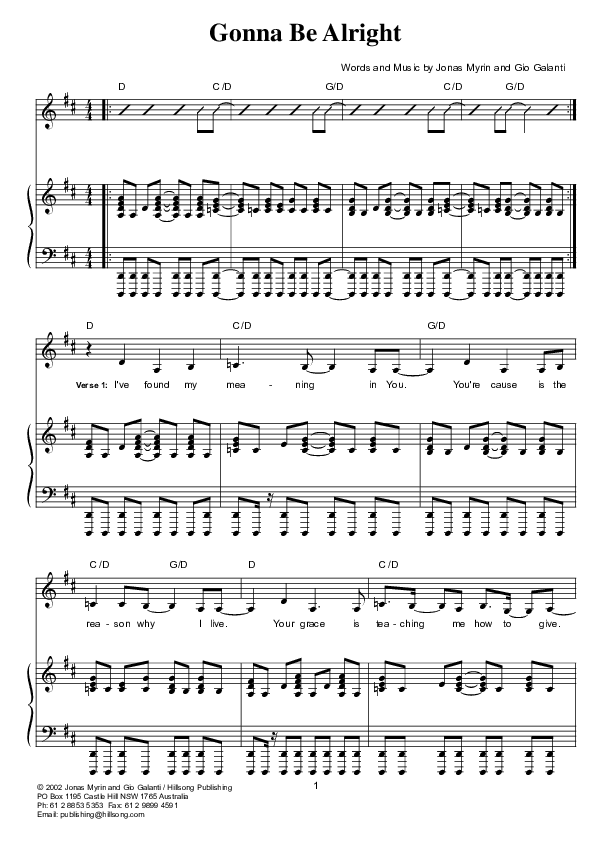 Gonna Be Alright Lead & Piano (Hillsong London / Hillsong Worship)