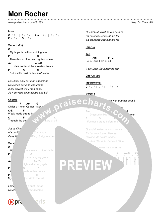 Mon Rocher (Cornerstone) Chords PDF () PraiseCharts
