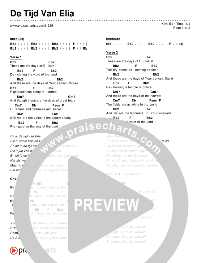 De Tijd Van Elia Chords & Lyrics ()