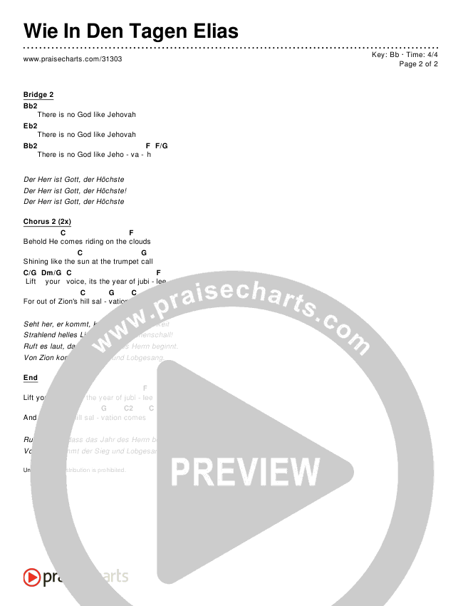 Wie In Den Tagen Elias Chords & Lyrics ()