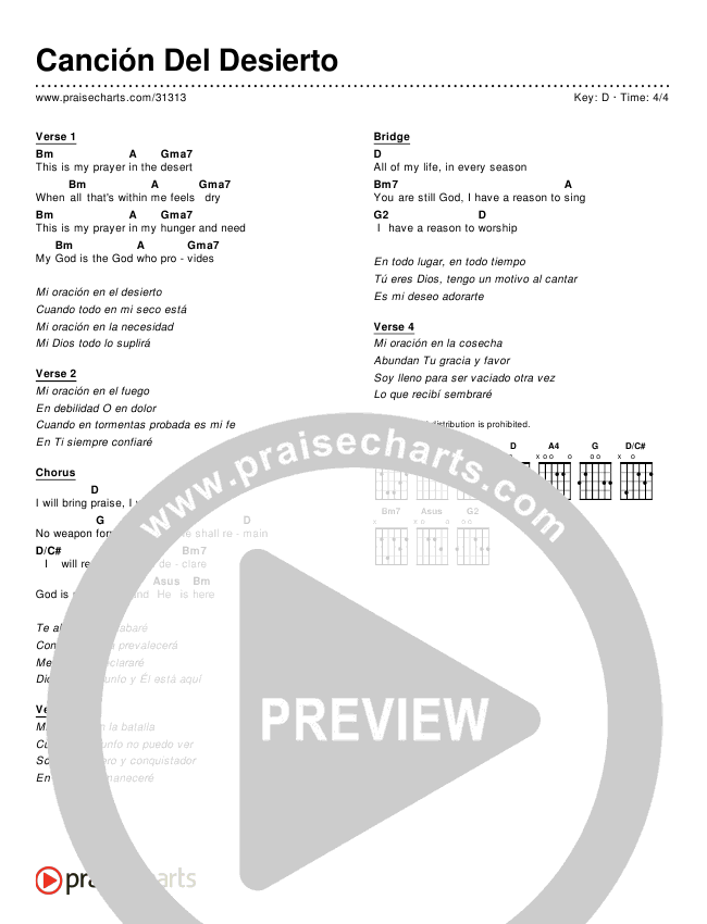 Canción Del Desierto (Desert Song) Chords & Lyrics ()