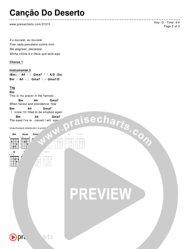 Canção Do Deserto Chords & Lyrics ()